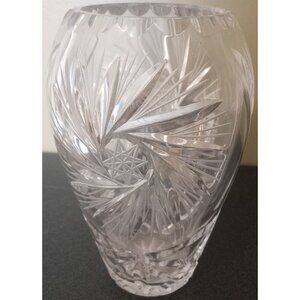 Vintage Cut Crystal Bowl – Star Pinwheel Pattern – Heavy Polished Glass